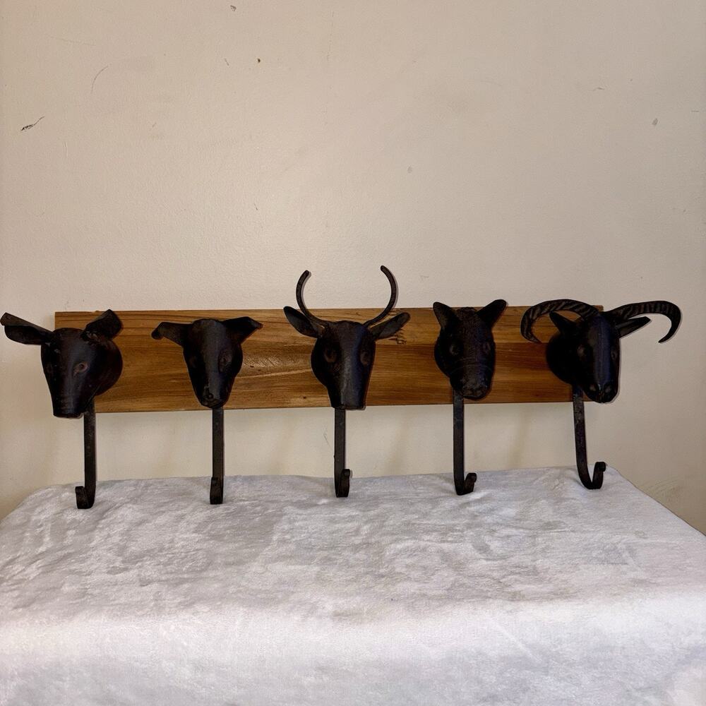Pier 1 Wooden Metal Pig Wall Hook Shelf